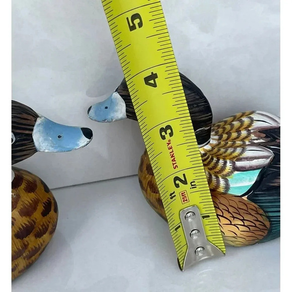 Two Small Duck Miniature Wood Carved Hand Painted Decoratives Mallard Decoy 4"x5 - Picture 7 of 16